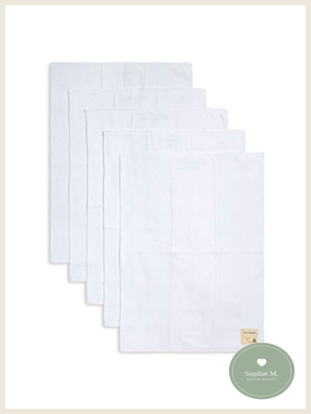 5-Pack 100% Organic Cotton Burp Cloths 17x11.75in Extra Absorbent